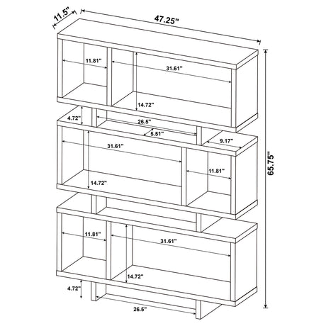 Bookcase - Reid 3-tier Geometric Bookcase Weathered Grey