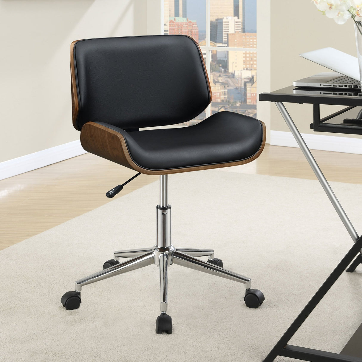 Addington Adjustable Height Office Chair Black and Chrome | Coaster | Home Elegance USA