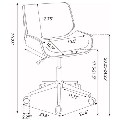 Addington Adjustable Height Office Chair Black and Chrome | Coaster - 800612 - Home Elegance USA - 13