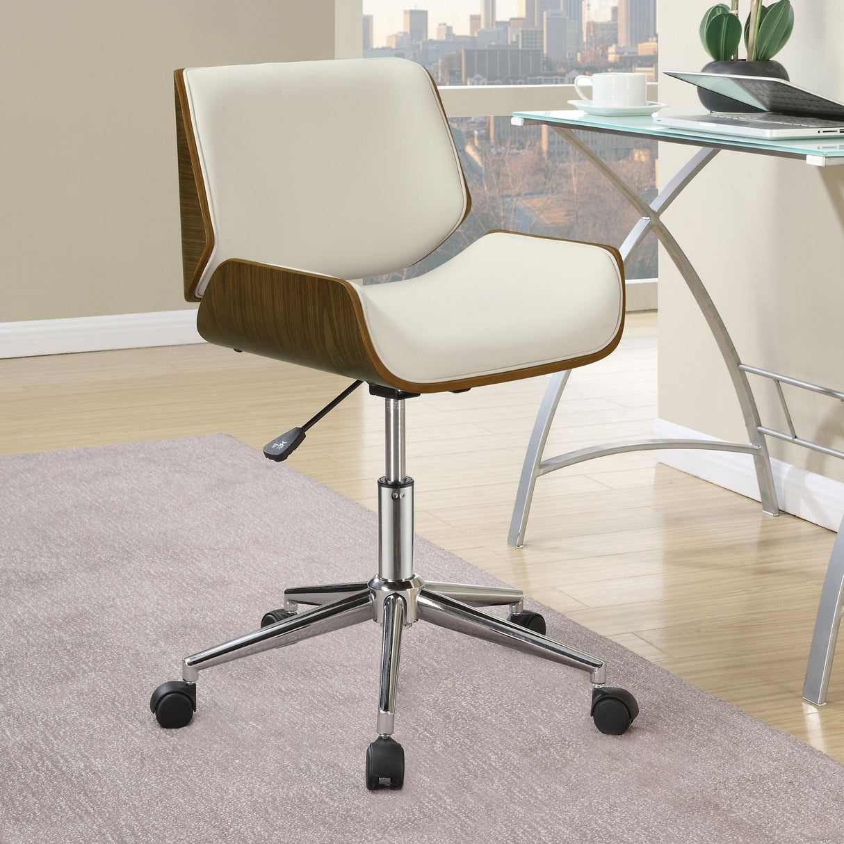 Addington Adjustable Height Office Chair Ecru and Chrome | Coaster | Home Elegance USA