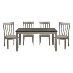 Country Casual Styling 5pc Dining Set Dining Table with Drawers and 4x Side Chairs Light Gray Finish Wooden Contemporary Furniture | Home Elegance USA
