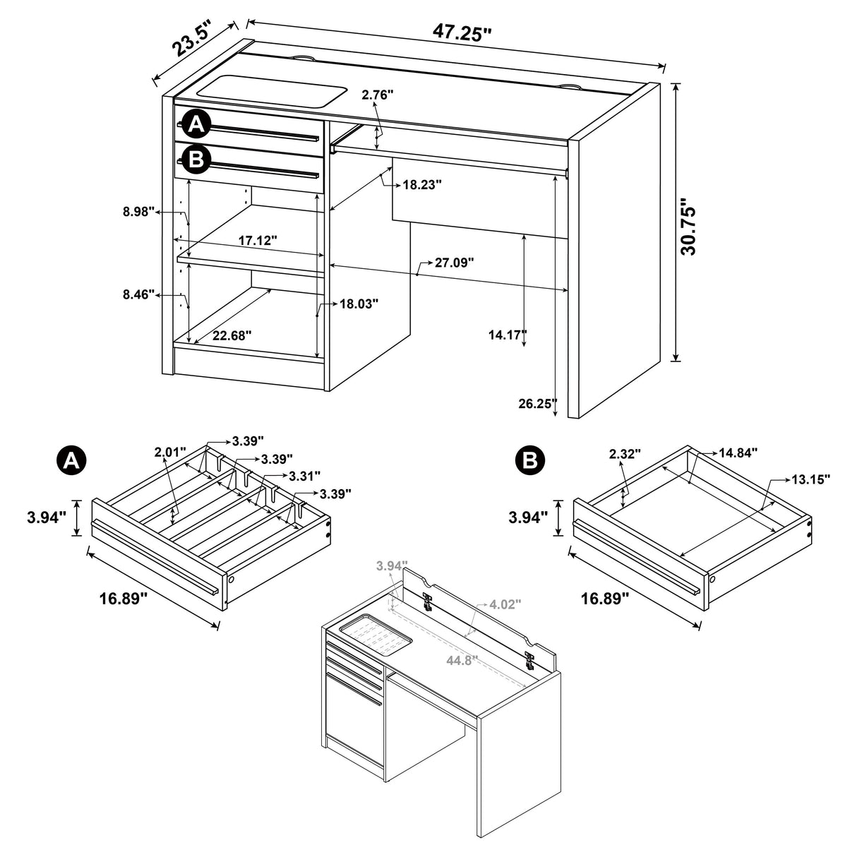 Computer Desk - Halston Rectangular Connect-it Office Desk Cappuccino