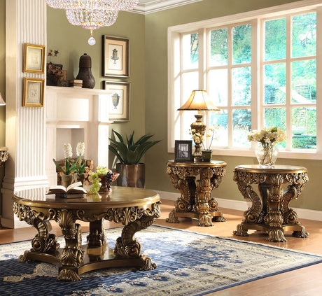 HD-6935 Living Room Set | Luxury Silk Beige Upholstery Solid Wood Frame | Homey Design