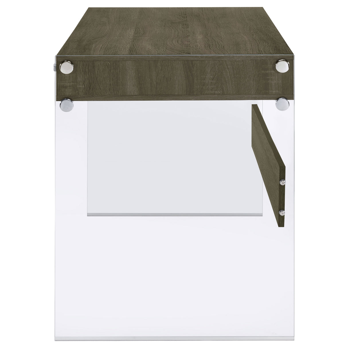 Writing Desk - Dobrev 2-drawer Writing Desk Weathered Grey and Clear