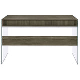 Writing Desk - Dobrev 2-drawer Writing Desk Weathered Grey and Clear