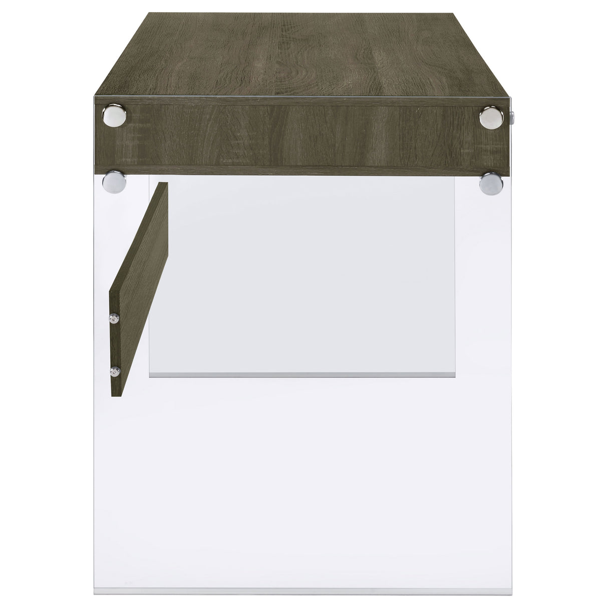 Writing Desk - Dobrev 2-drawer Writing Desk Weathered Grey and Clear