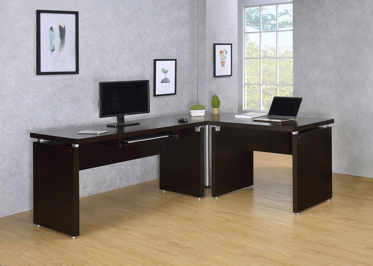 L-Shape Desk - Skylar Engineered Wood L-Shape Computer Desk Cappuccino