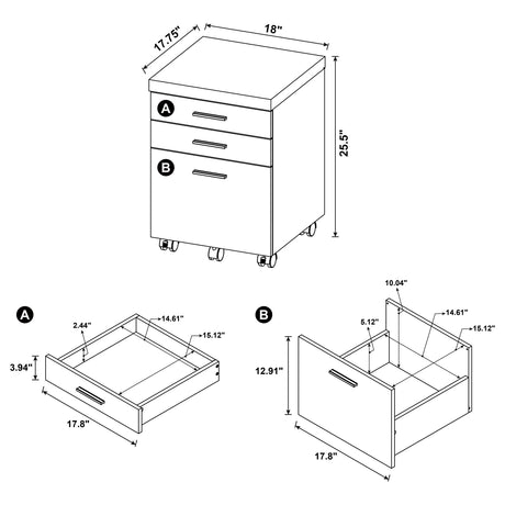 File Cabinet - Skylar 3-drawer Mobile File Cabinet Cappuccino