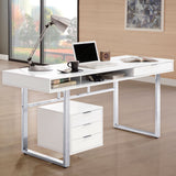 Computer Desk - Whitman 4-drawer Writing Desk Glossy White