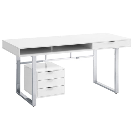 Computer Desk - Whitman 4-drawer Writing Desk Glossy White