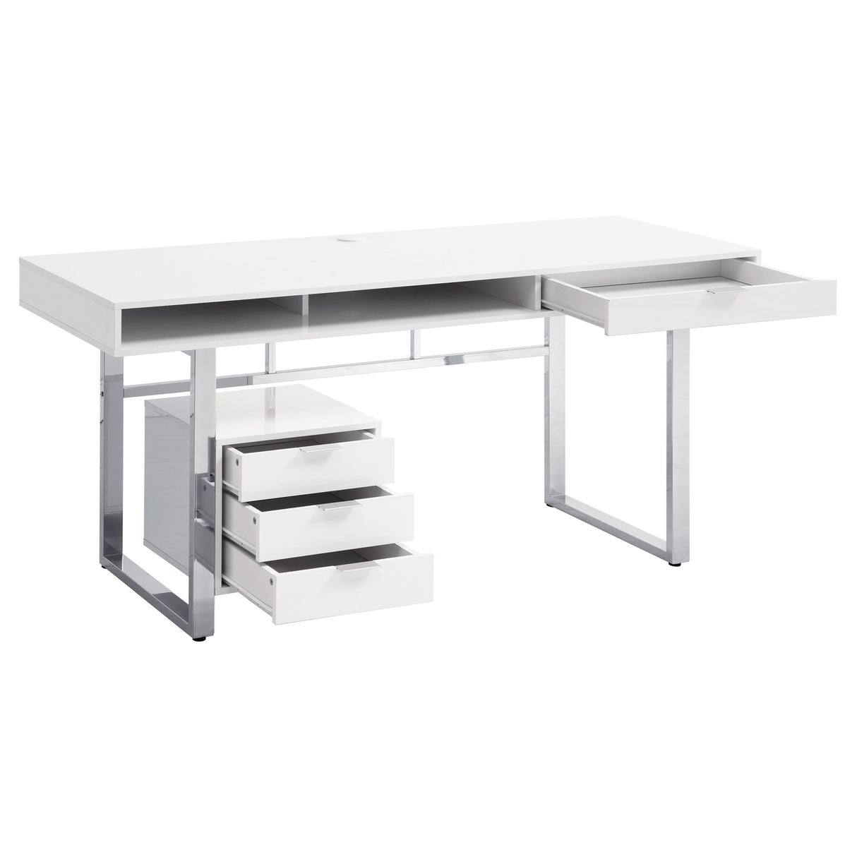 Computer Desk - Whitman 4-drawer Writing Desk Glossy White