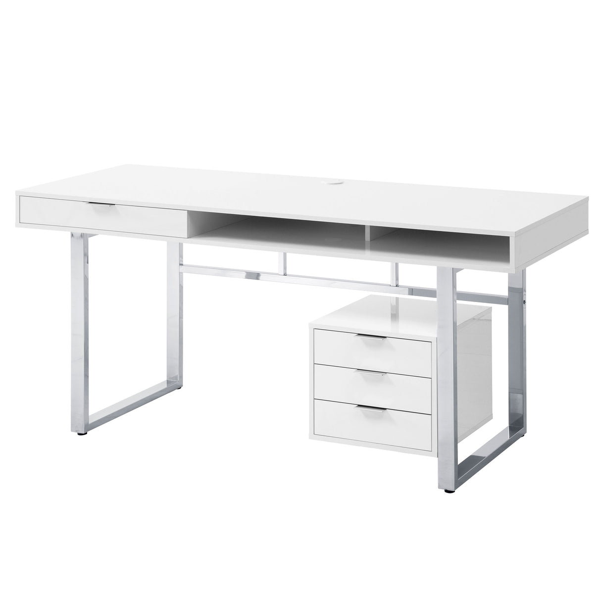 Computer Desk - Whitman 4-drawer Writing Desk Glossy White