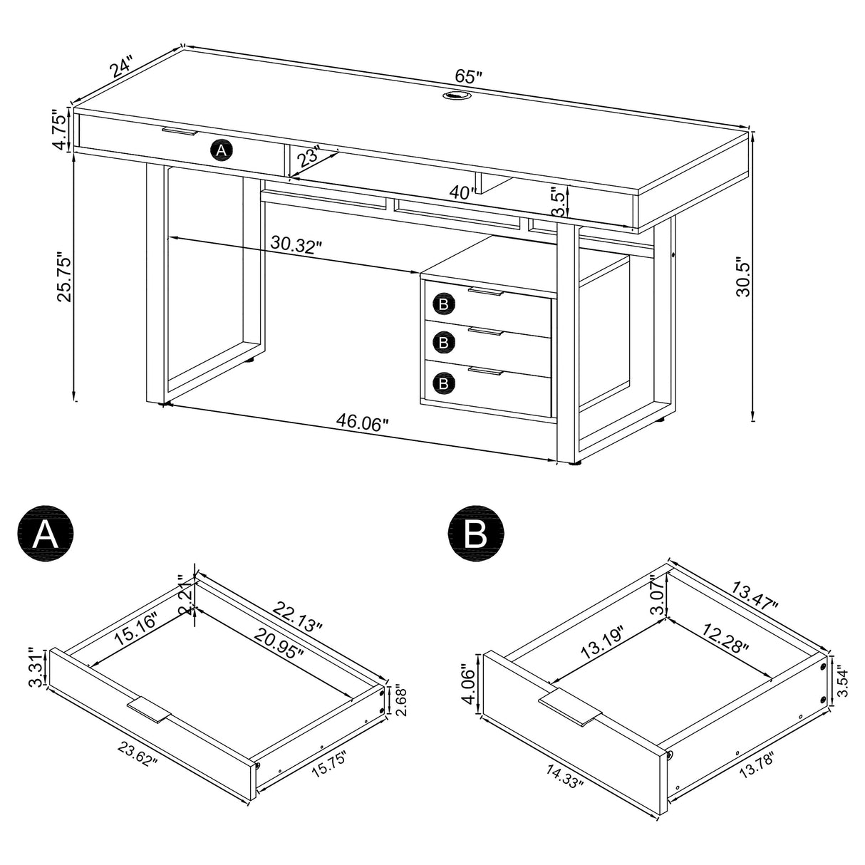 Computer Desk - Whitman 4-drawer Writing Desk Glossy White