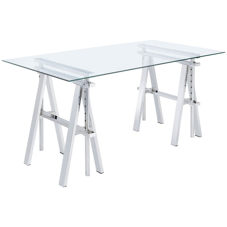 Adjustable Desk - Statham Glass Top Adjustable Writing Desk Clear and Chrome | Coaster - 800900 - Home Elegance USA - 1