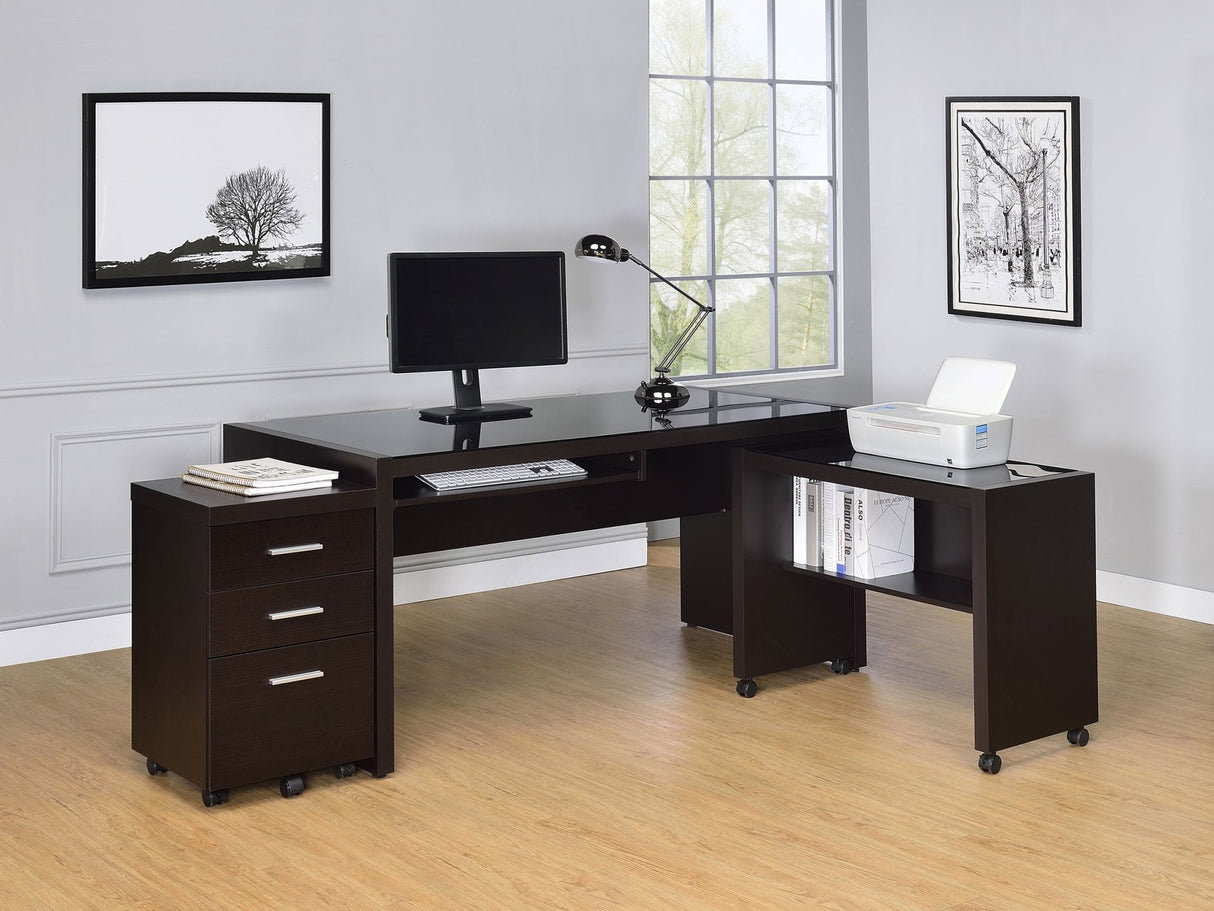 3 Pc Desk Set - Skeena 3 - piece Home Office Set Cappuccino - 800901 - S3 - image - 2