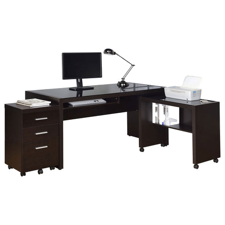 3 Pc Desk Set - Skeena 3 - piece Home Office Set Cappuccino | Coaster | Home Elegance USA