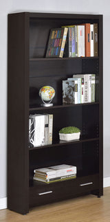 Bookcase - Skylar 5-shelf Bookcase with Storage Drawer Cappuccino