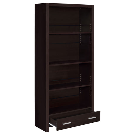 Bookcase - Skylar 5-shelf Bookcase with Storage Drawer Cappuccino