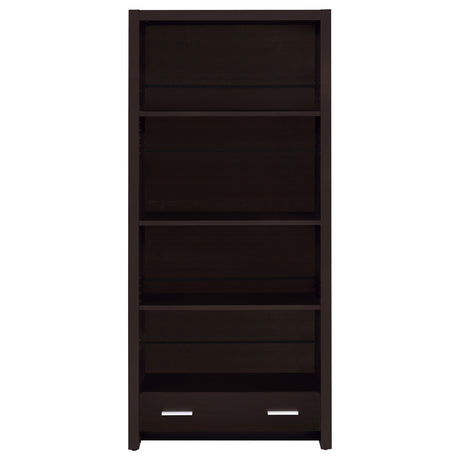 Bookcase - Skylar 5-shelf Bookcase with Storage Drawer Cappuccino