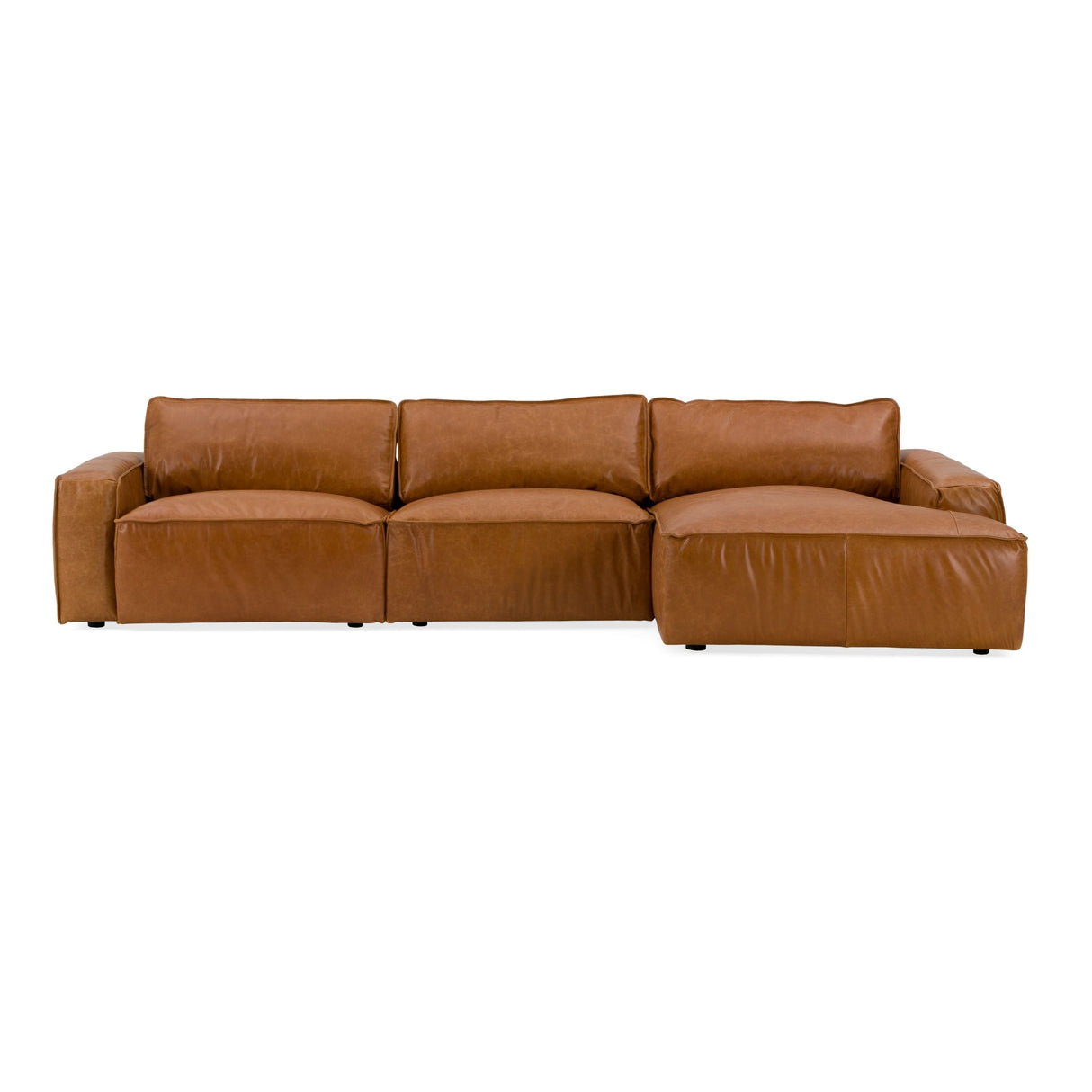 Modrest Cambria - Modern RAF Cognac Leather Sectional Sofa - Home Elegance USA