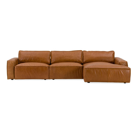 Modrest Cambria - Modern RAF Cognac Leather Sectional Sofa - Home Elegance USA