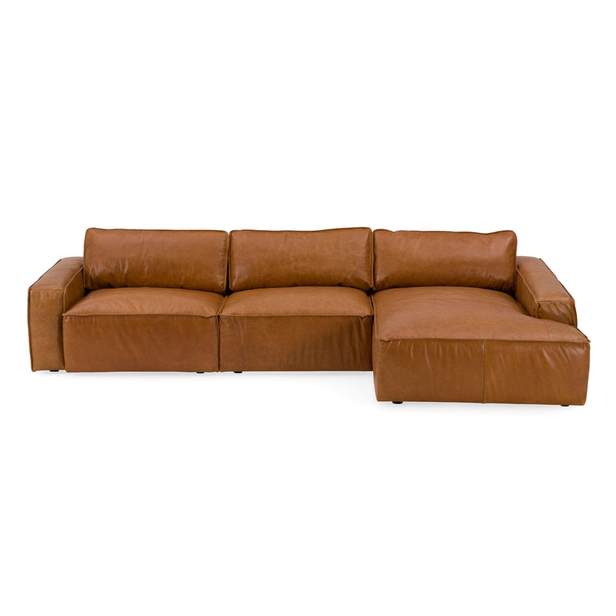 Modrest Cambria - Modern RAF Cognac Leather Sectional Sofa - Home Elegance USA