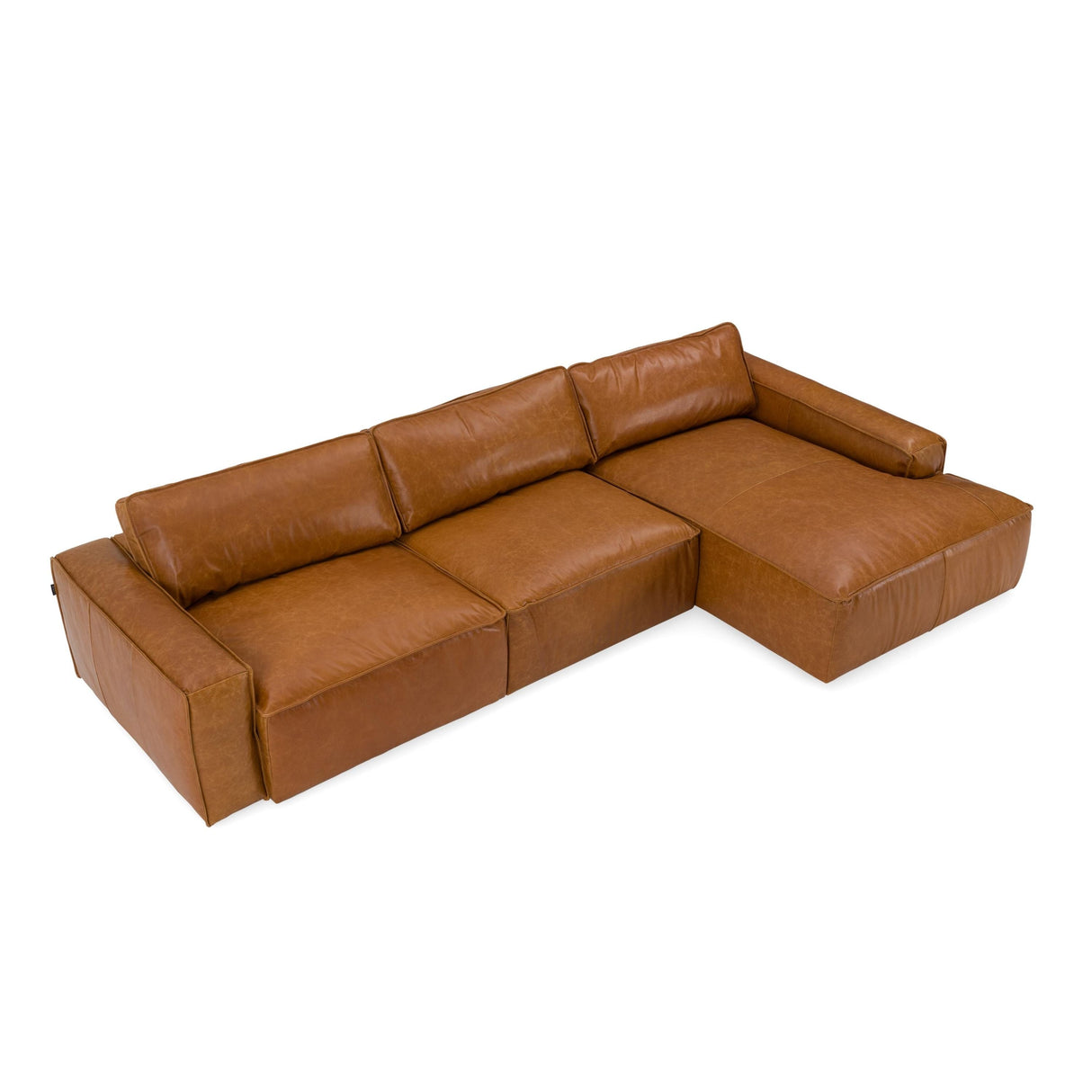 Modrest Cambria - Modern RAF Cognac Leather Sectional Sofa - Home Elegance USA