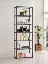 Bookcase - Kate 6-shelf Bookcase Black Nickel