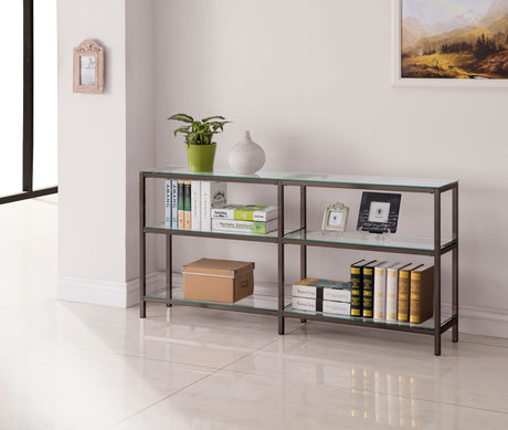 Console Bookcase - Kate 2-tier Bookcase Black Nickel