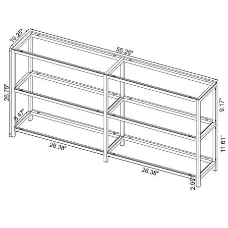 Console Bookcase - Kate 2-tier Bookcase Black Nickel