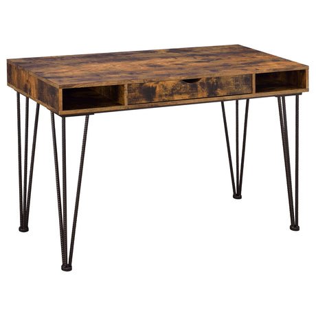 Writing Desk - Olvera 1-drawer Writing Desk Antique Nutmeg and Dark Bronze