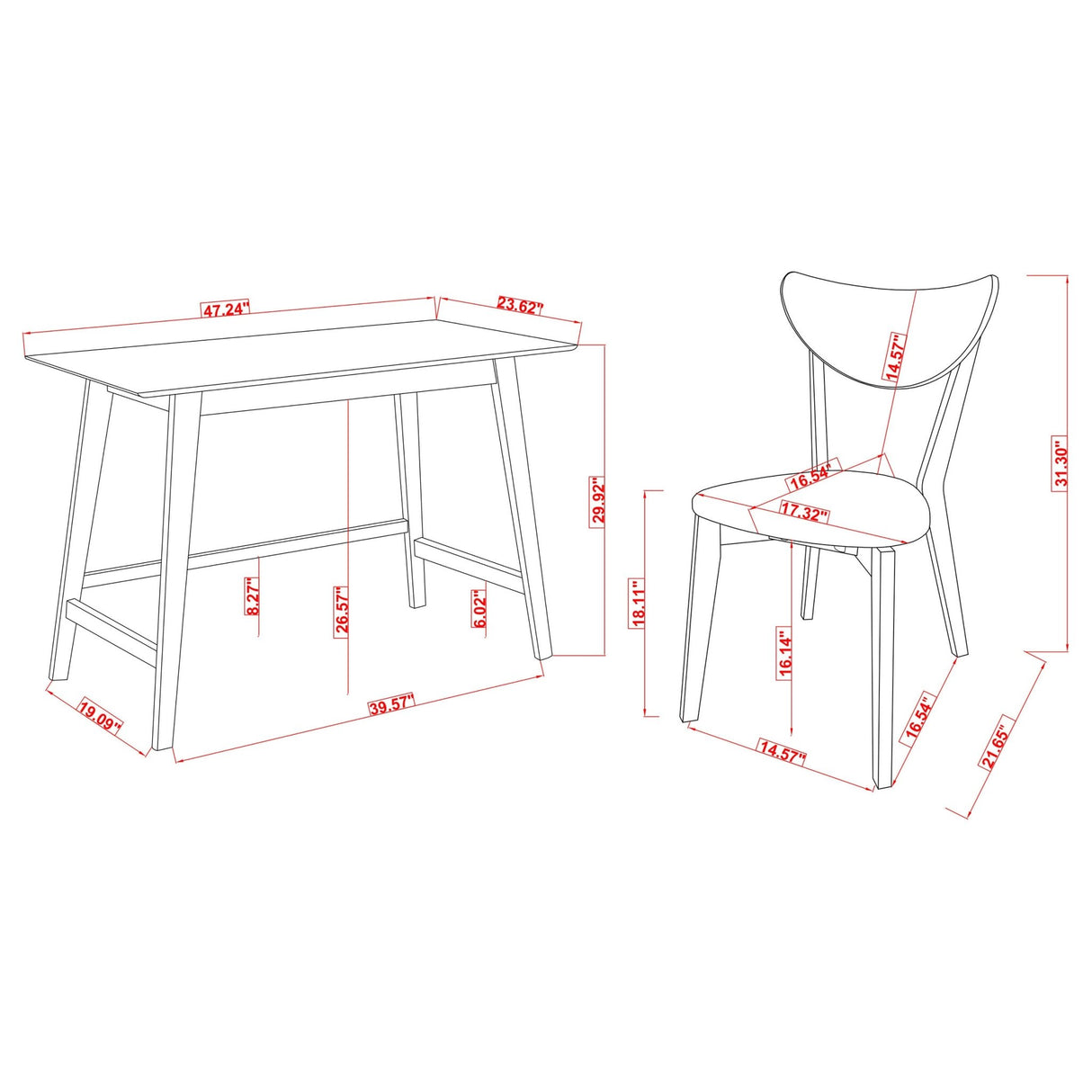 Karri 2 - piece Writing Desk Set Walnut - 801095 - image - 5