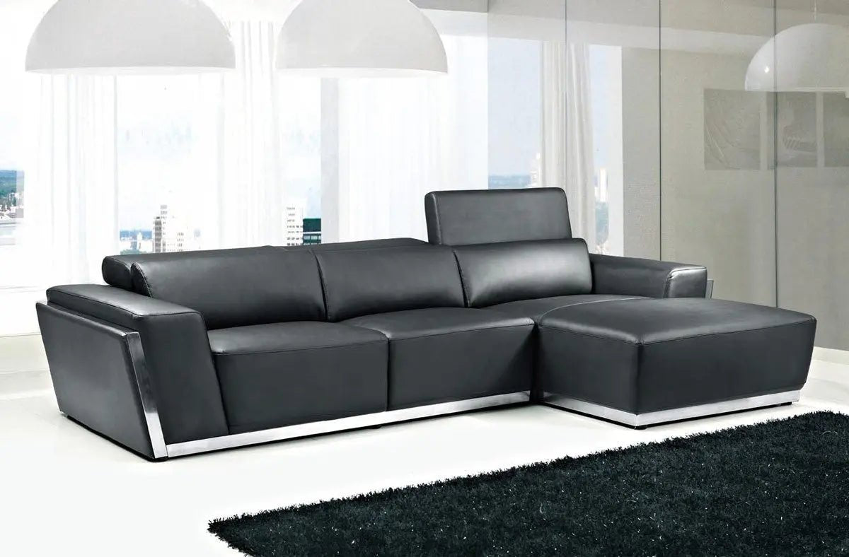 Divani Casa 8010C Modern Black Bonded Leather Sectional Sofa Vgev - Sp - 8010C - Blk - VGEV - SP - 8010C - BLK - Home Elegance USA - 2