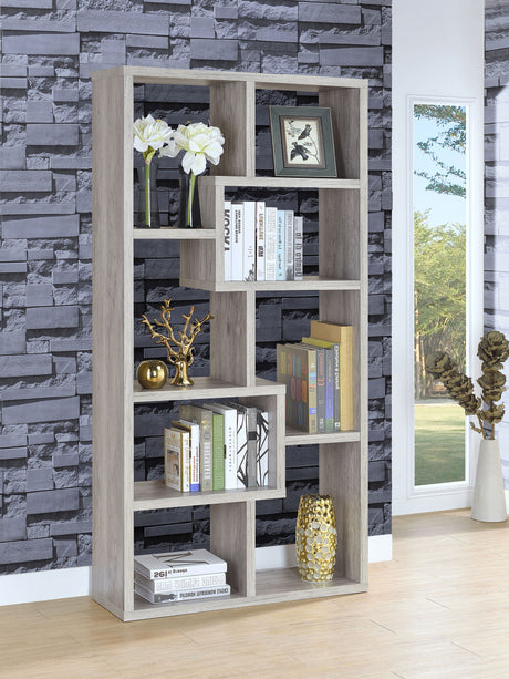 Bookcase - Theo 10-shelf Bookcase Grey Driftwood