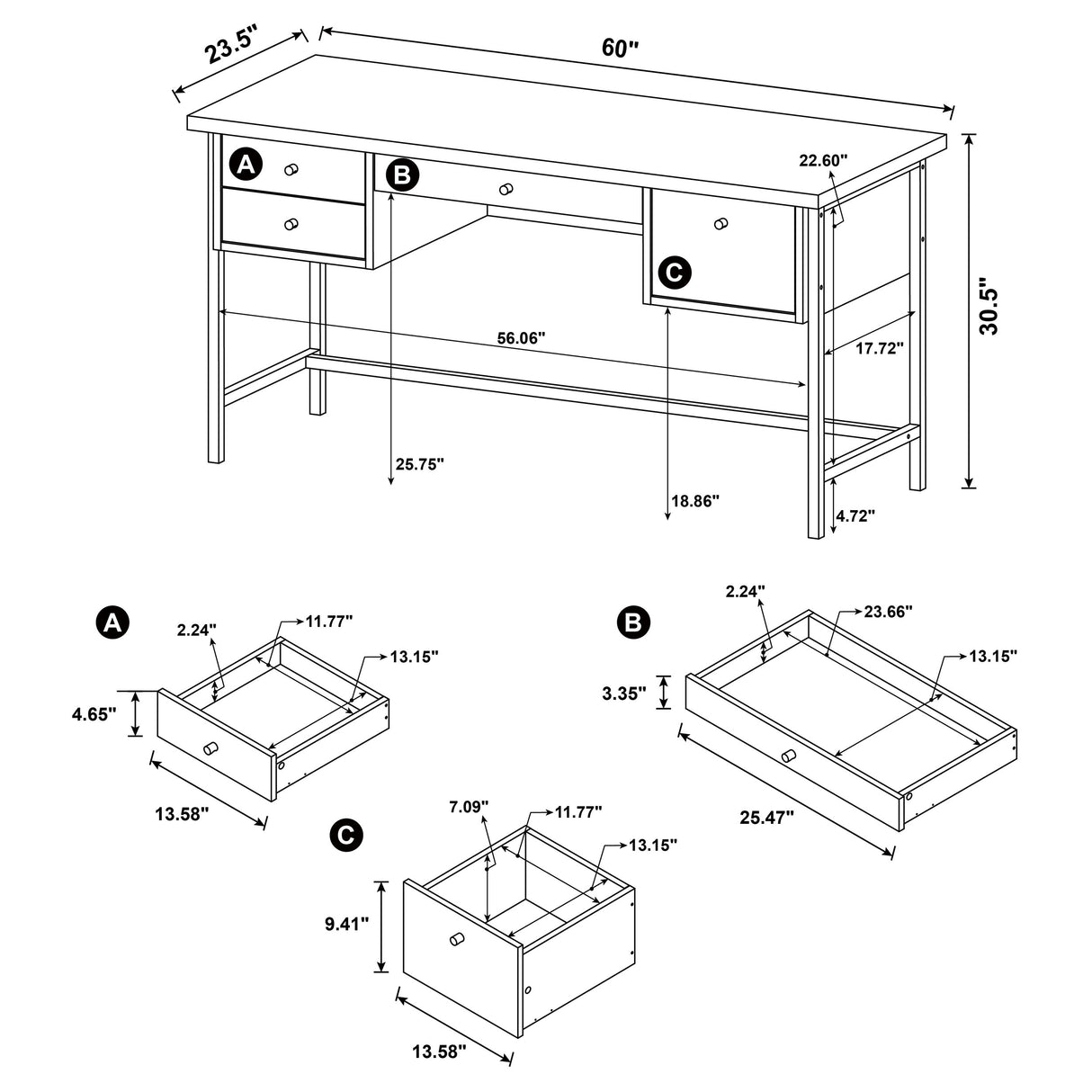 Writing Desk - Kemper 4-drawer Writing Desk Salvaged Cabin