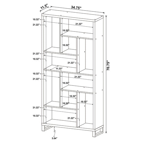 Delwin 10 - shelf Bookcase Antique Nutmeg | Coaster - 801236 - Home Elegance USA - 9