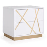 Modrest Nixa Modern Wide White and Gold Nightstand