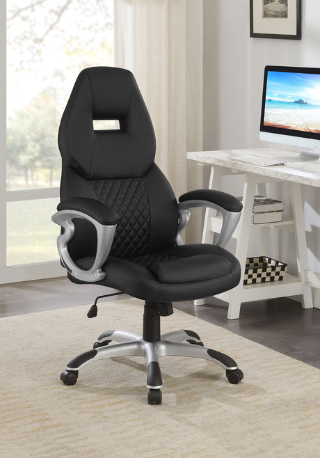 Office Chair - Bruce Adjustable Height Office Chair Black and Silver