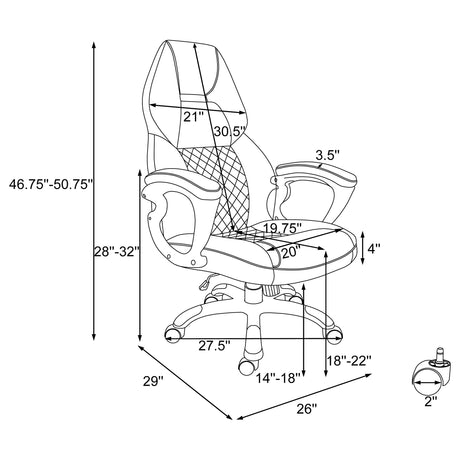 Office Chair - Bruce Adjustable Height Office Chair Black and Silver