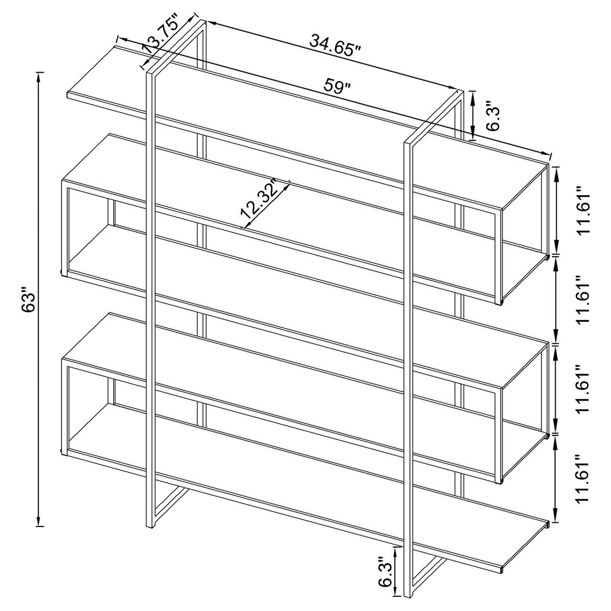 Bookcase - Elmer 5-shelf Bookcase Chrome and Clear