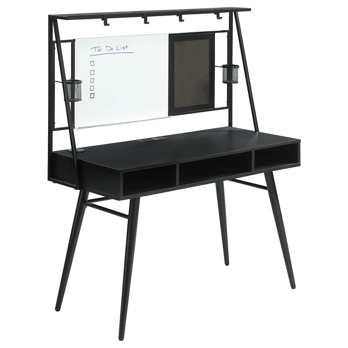 Writing Desk - Jessie Writing Desk with USB Ports Black and Gunmetal