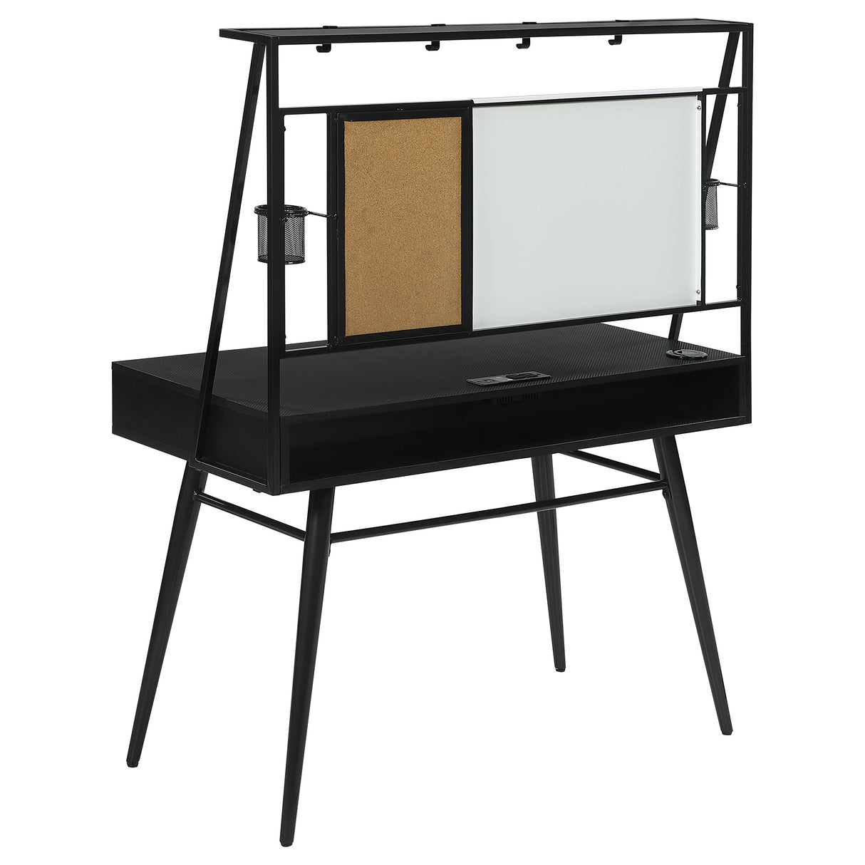 Writing Desk - Jessie Writing Desk with USB Ports Black and Gunmetal