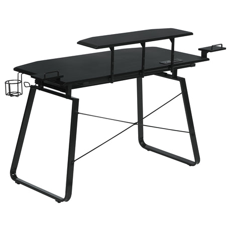 Gaming Desk - Alfie Gaming Desk with USB Ports Gunmetal