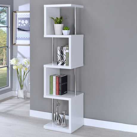 Bookcase - Baxter 4-shelf Bookcase White and Chrome