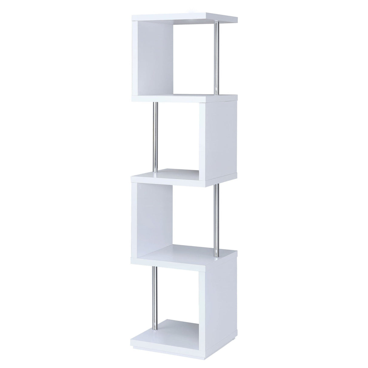 Baxter 4 - shelf Bookcase White and Chrome | Coaster - 801418 - Home Elegance USA - 1