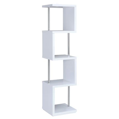 Bookcase - Baxter 4-shelf Bookcase White and Chrome