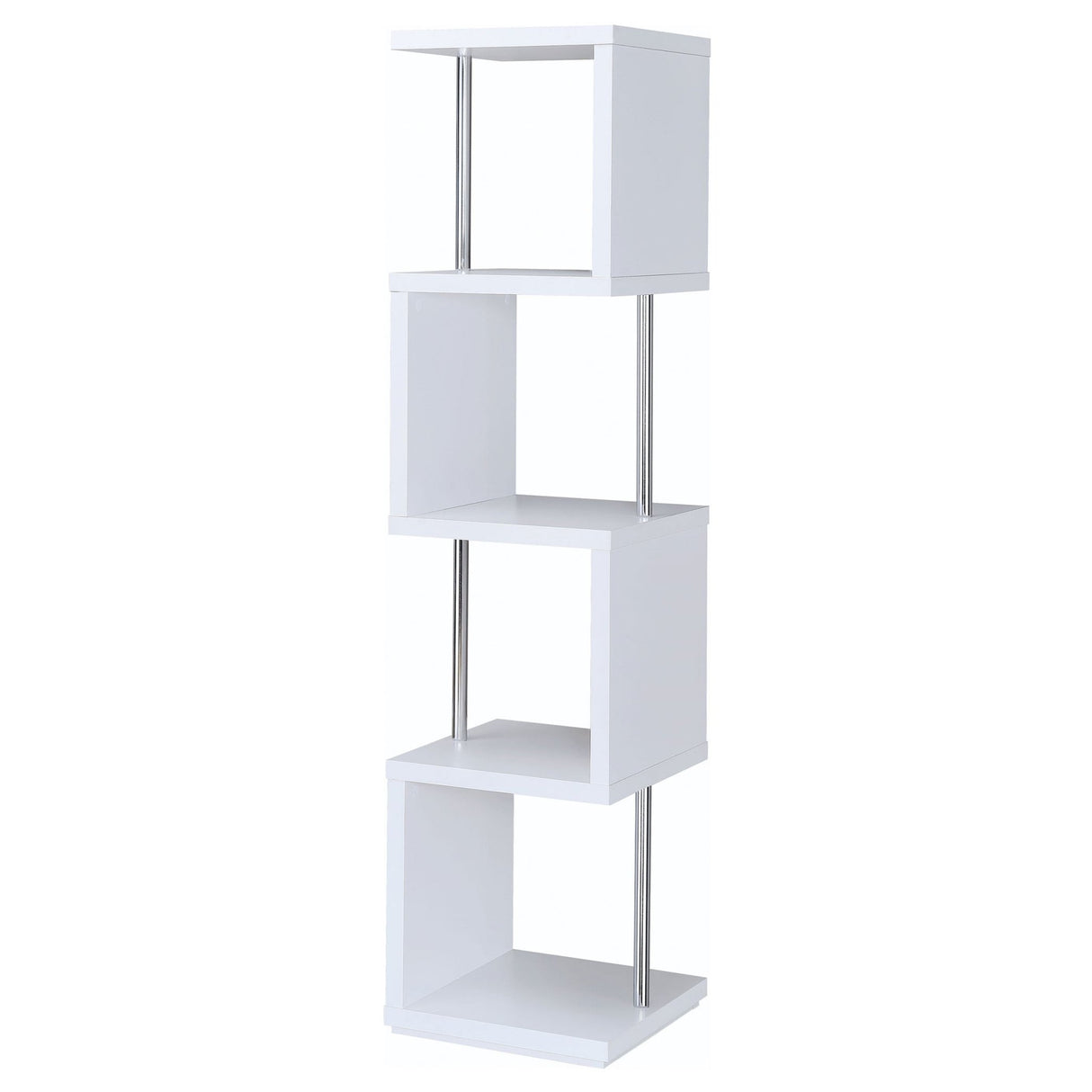 Baxter 4 - shelf Bookcase White and Chrome | Coaster - 801418 - Home Elegance USA - 6