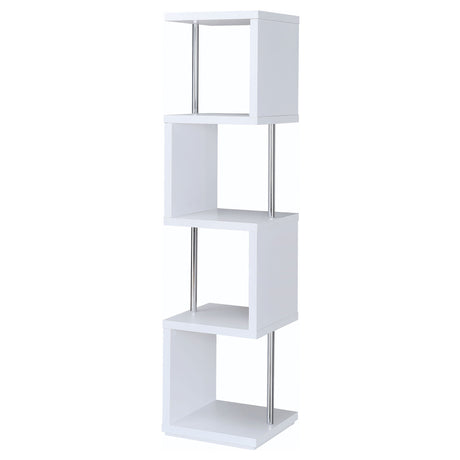 Bookcase - Baxter 4-shelf Bookcase White and Chrome