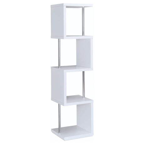 Bookcase - Baxter 4-shelf Bookcase White and Chrome