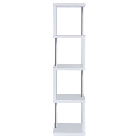 Bookcase - Baxter 4-shelf Bookcase White and Chrome